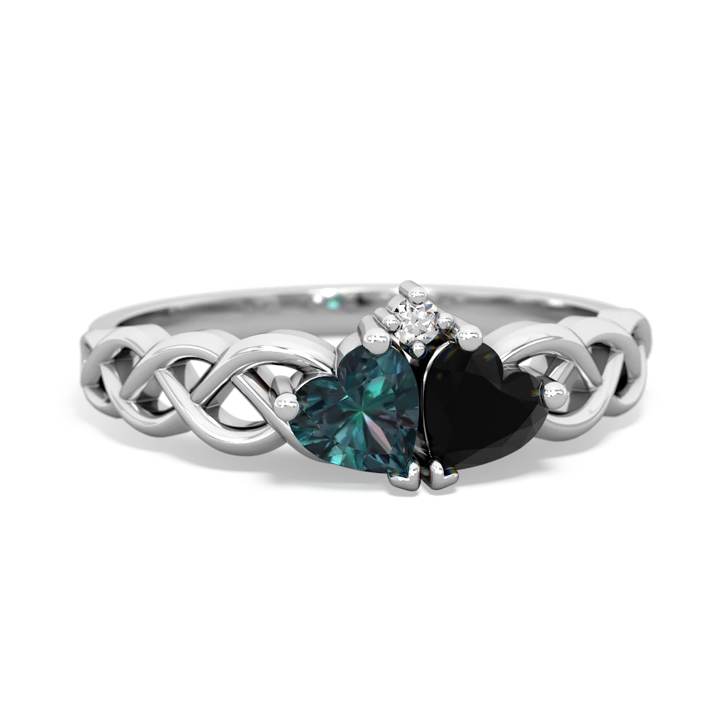 Alexandrite Heart To Heart Braid 14K White Gold ring R5870