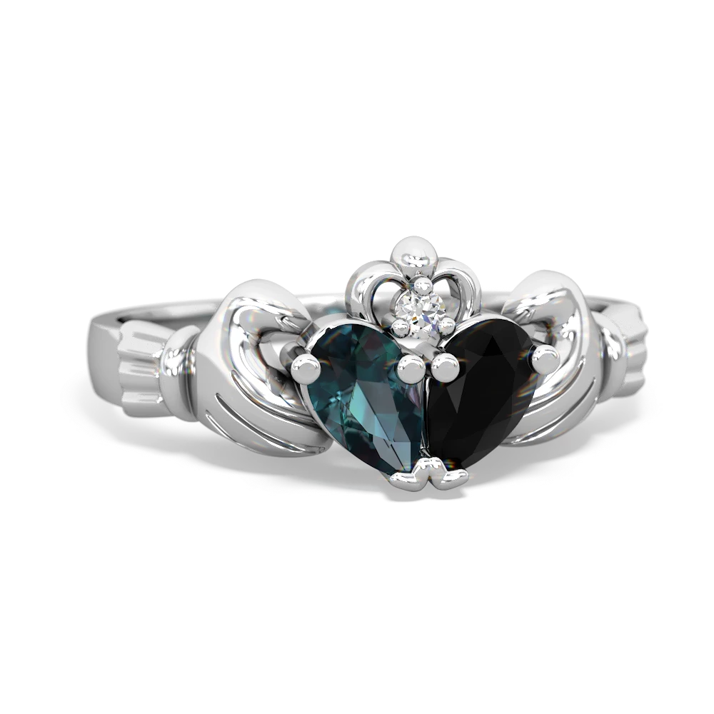 Alexandrite 'Our Heart' Claddagh 14K White Gold ring R2388