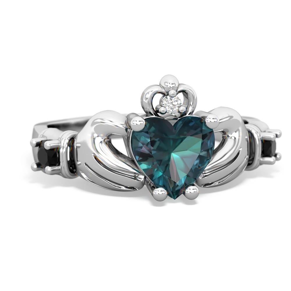 Alexandrite Claddagh Keepsake 14K White Gold ring R5245