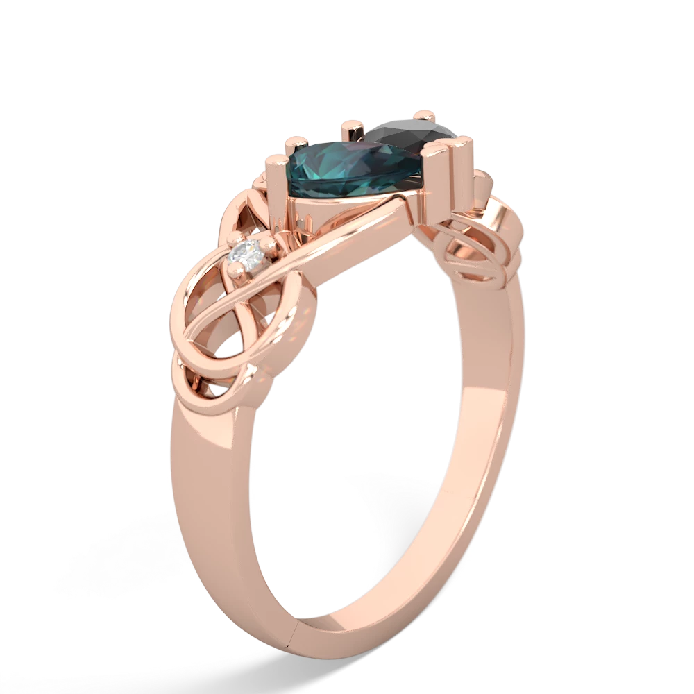 Alexandrite 'One Heart' Celtic Knot Claddagh 14K Rose Gold ring R5322