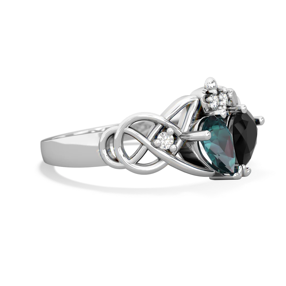 Alexandrite 'One Heart' Celtic Knot Claddagh 14K White Gold ring R5322