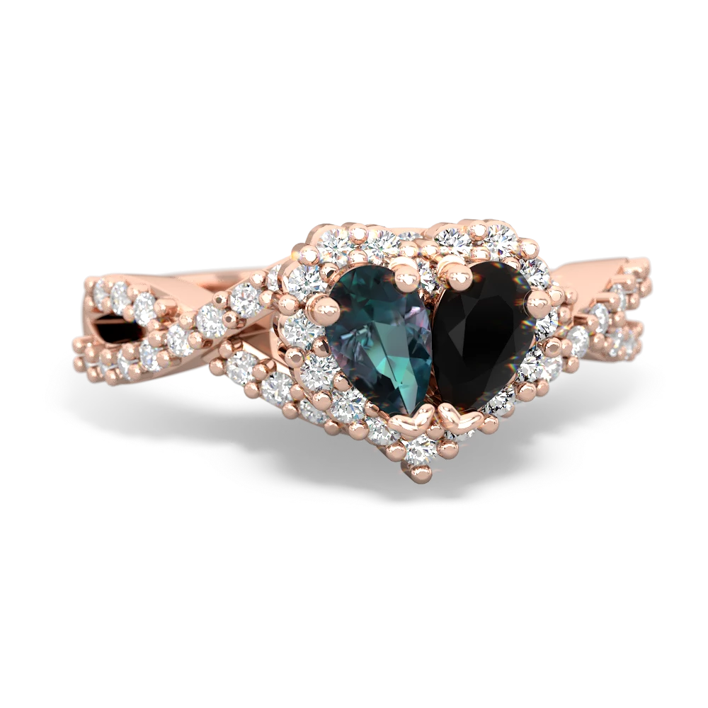 Alexandrite Diamond Twist 'One Heart' 14K Rose Gold ring R2640HRT