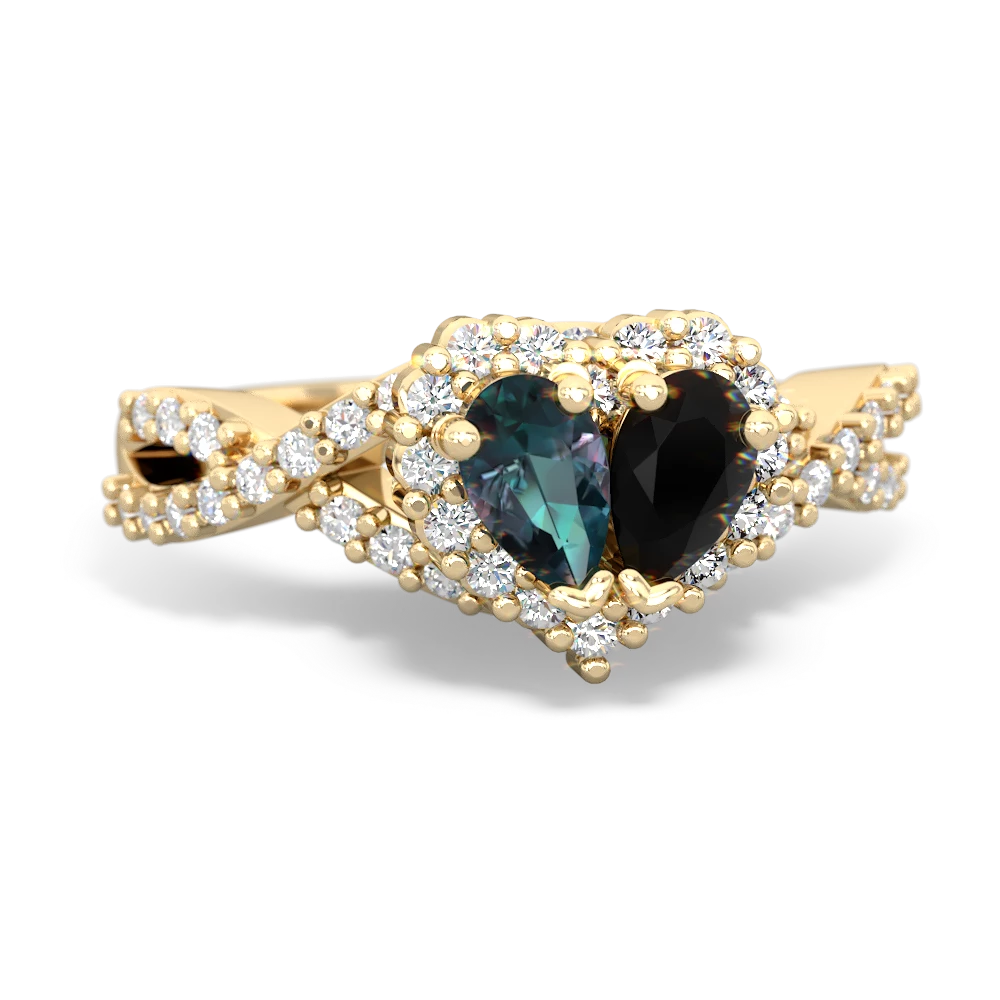 Alexandrite Diamond Twist 'One Heart' 14K Yellow Gold ring R2640HRT