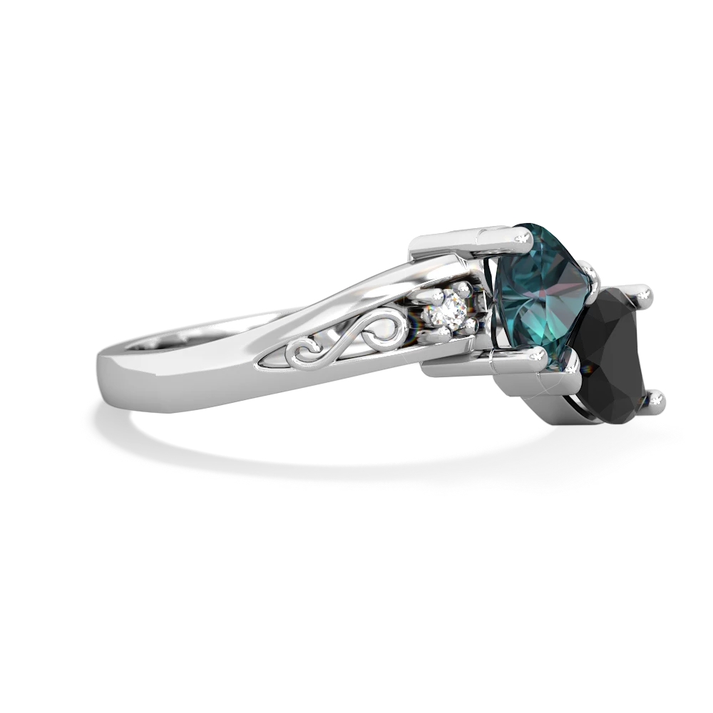 Alexandrite Snuggling Hearts 14K White Gold ring R2178