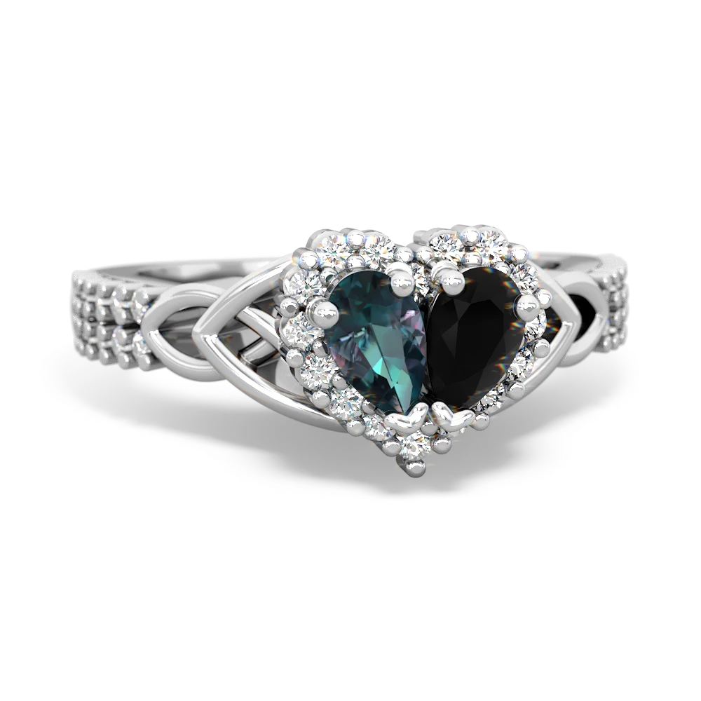 Alexandrite Celtic Knot Two Hearts As One 14K White Gold ring R2644HRT