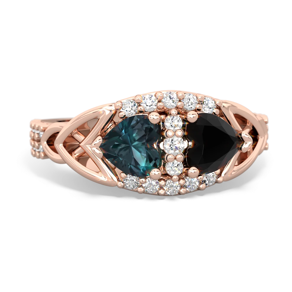 Alexandrite Sparkling Celtic Knot 14K Rose Gold ring R2645