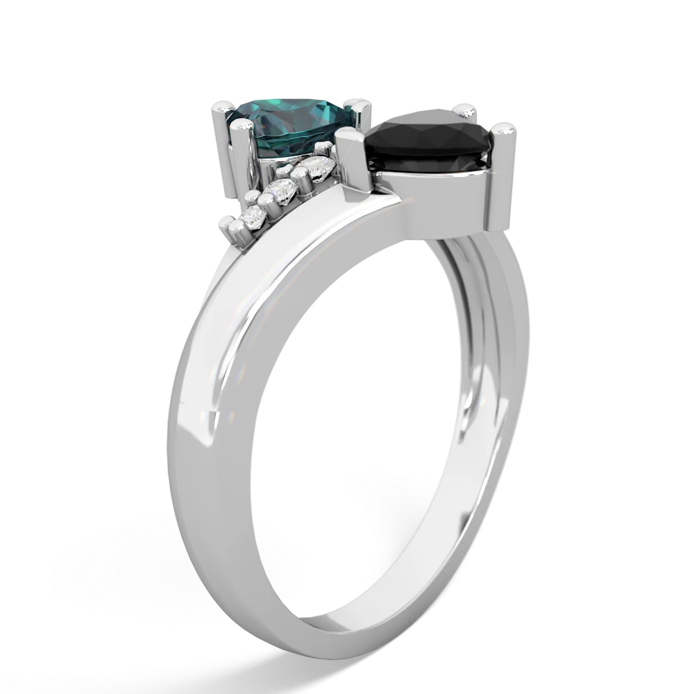 Alexandrite Heart To Heart 14K White Gold ring R2064