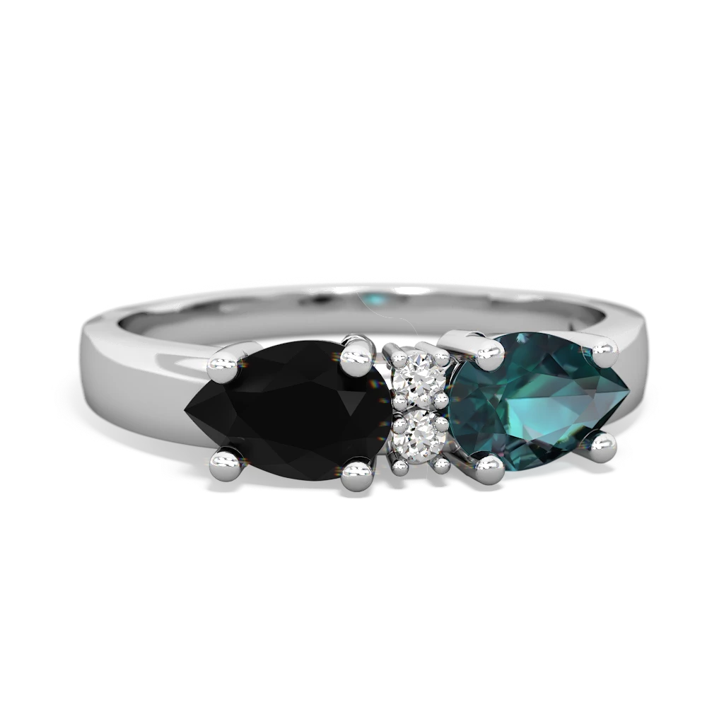 Alexandrite Pear Bowtie 14K White Gold ring R0865