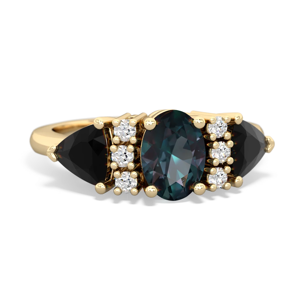 Alexandrite Antique Style Three Stone 14K Yellow Gold ring R2186