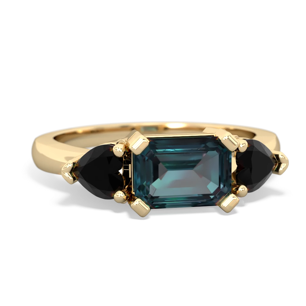 Alexandrite Three Stone 14K Yellow Gold ring R5235