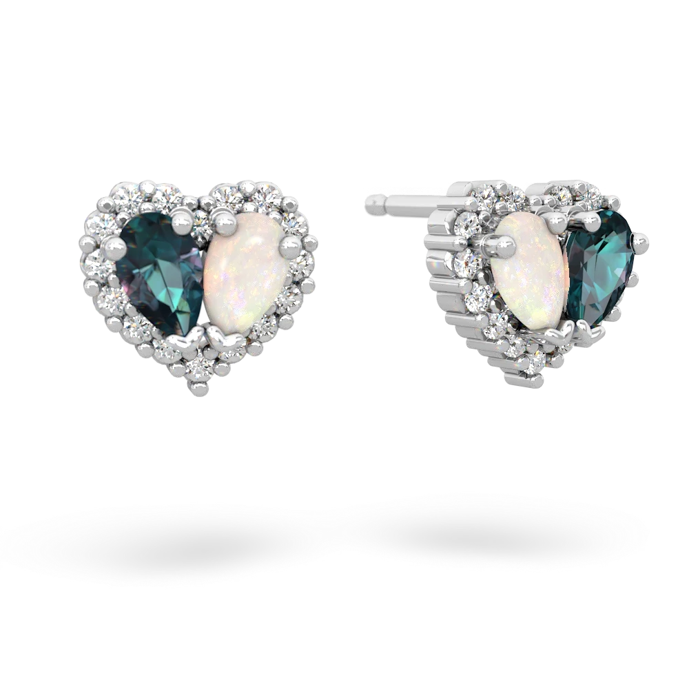 Alexandrite Halo 14K White Gold earrings E7008