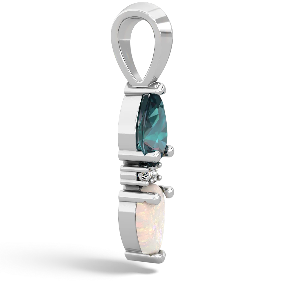 Alexandrite Bowtie Drop 14K White Gold pendant P0865