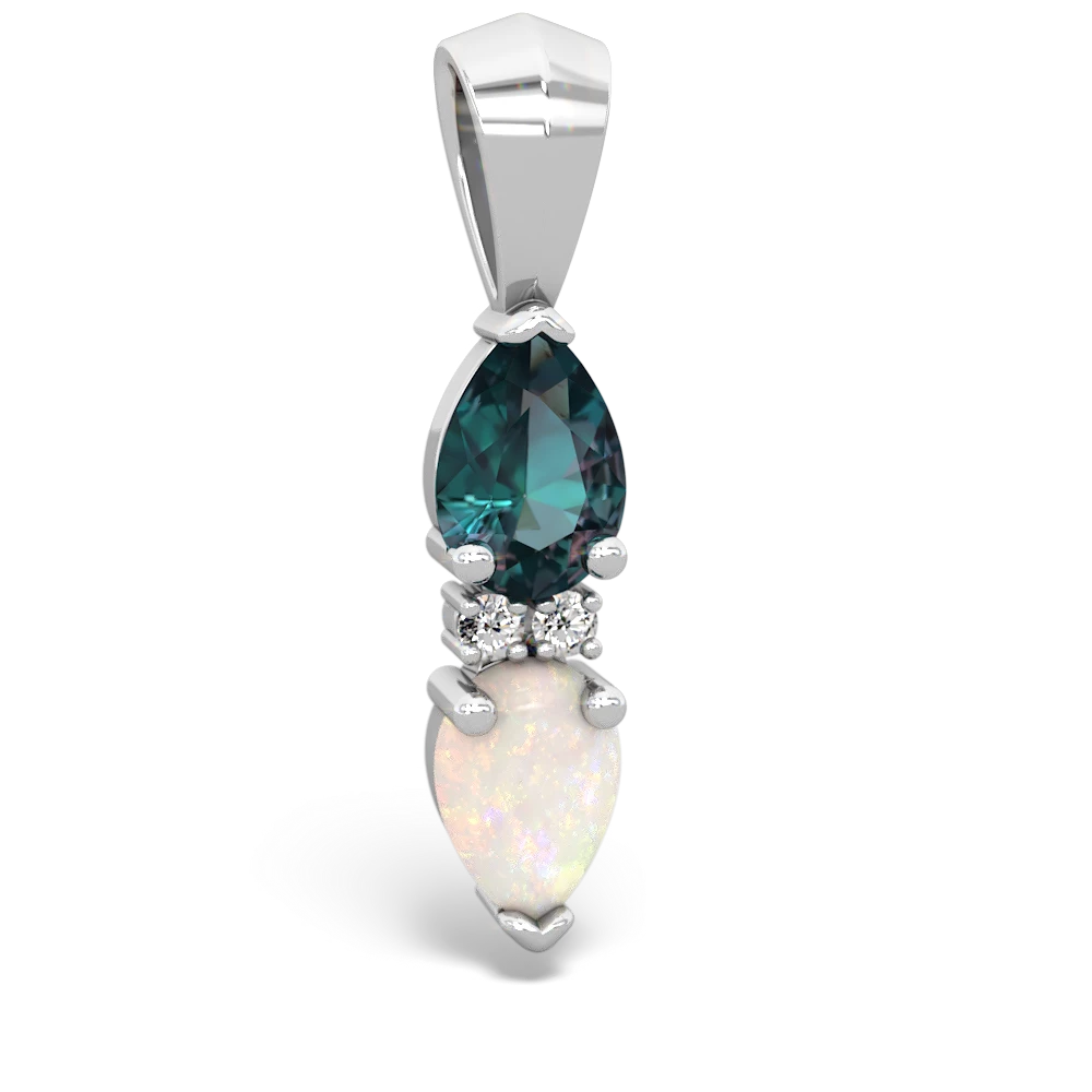 Alexandrite Bowtie Drop 14K White Gold pendant P0865