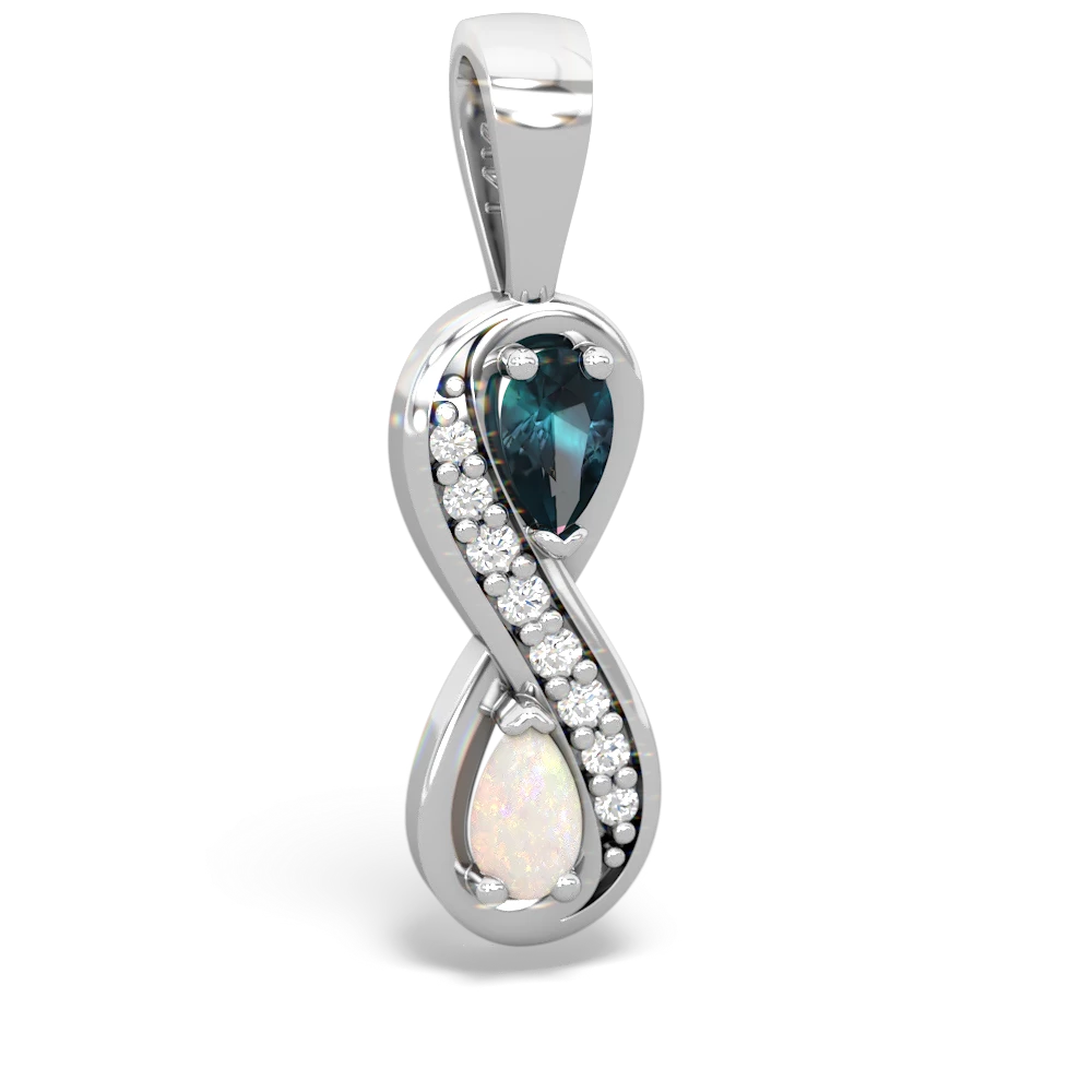 Alexandrite Diamond Infinity 14K White Gold pendant P5390