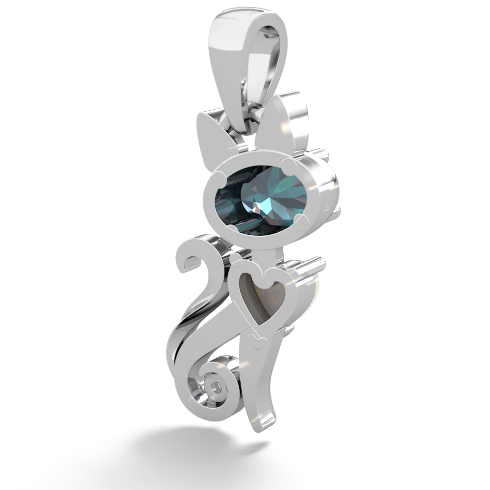 Alexandrite Kitten 14K White Gold pendant P5780