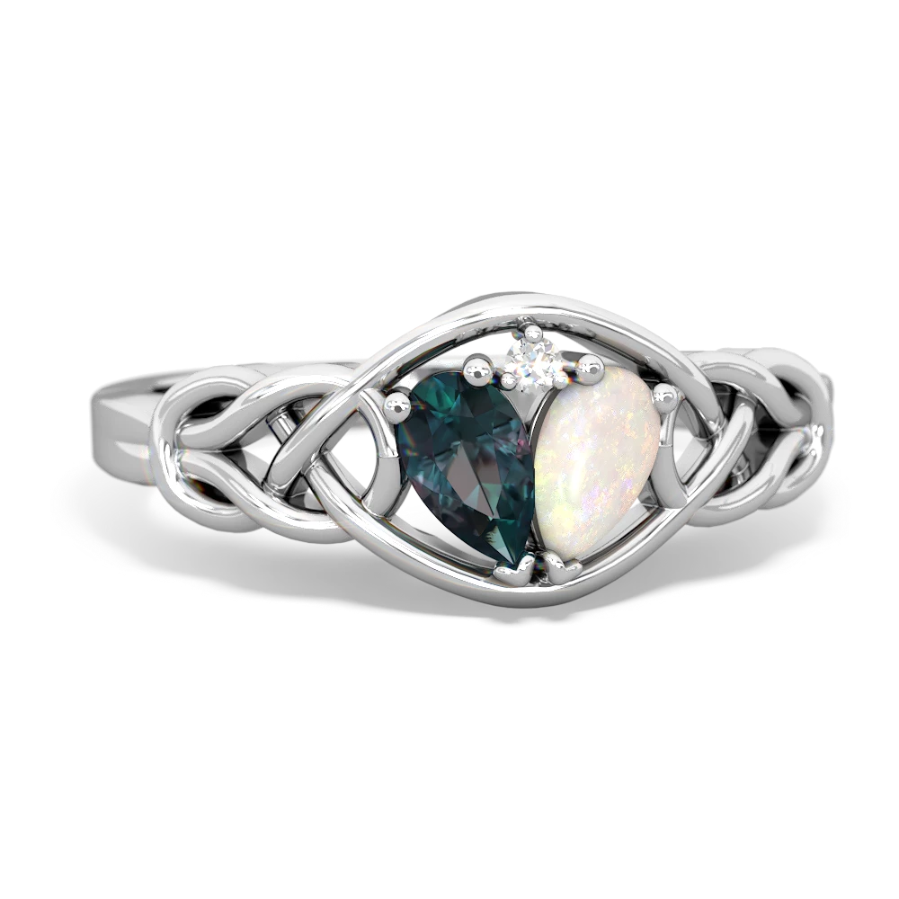 Alexandrite Celtic Love Knot 14K White Gold ring R5420