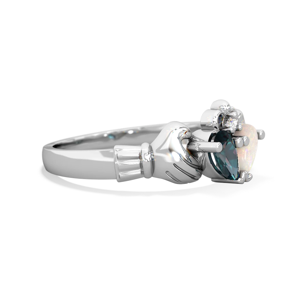 Alexandrite 'Our Heart' Claddagh 14K White Gold ring R2388