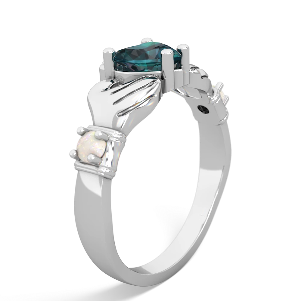 Alexandrite Claddagh Keepsake 14K White Gold ring R5245