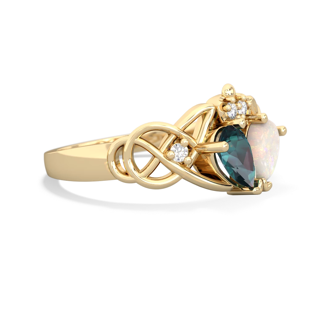 Alexandrite 'One Heart' Celtic Knot Claddagh 14K Yellow Gold ring R5322