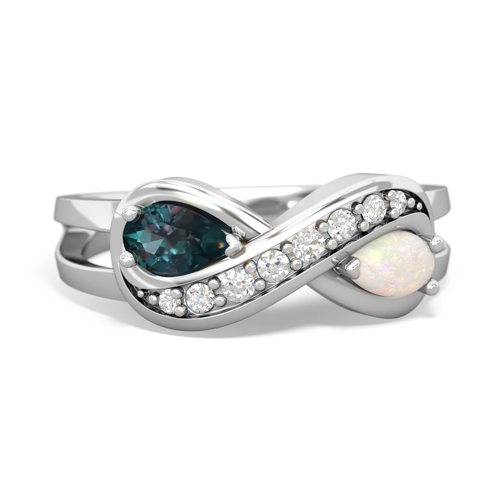 Alexandrite Diamond Infinity 14K White Gold ring R5390