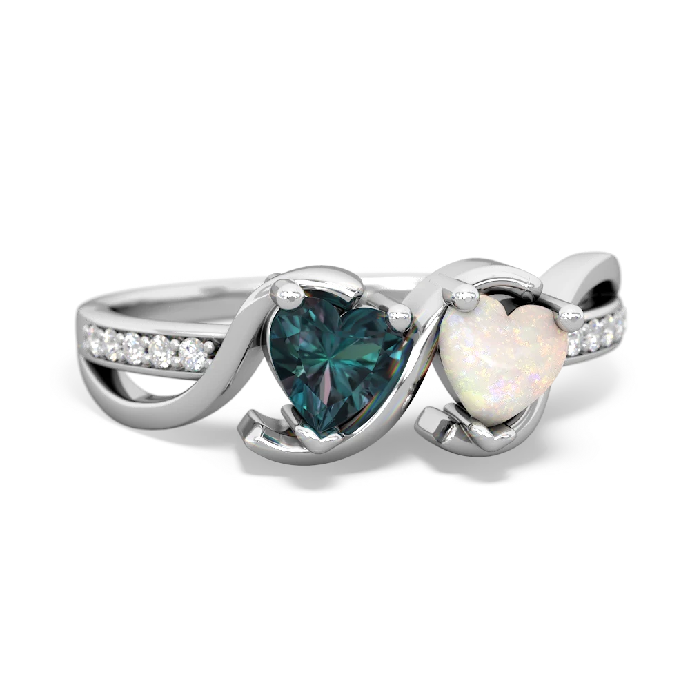 Alexandrite Side By Side 14K White Gold ring R3090