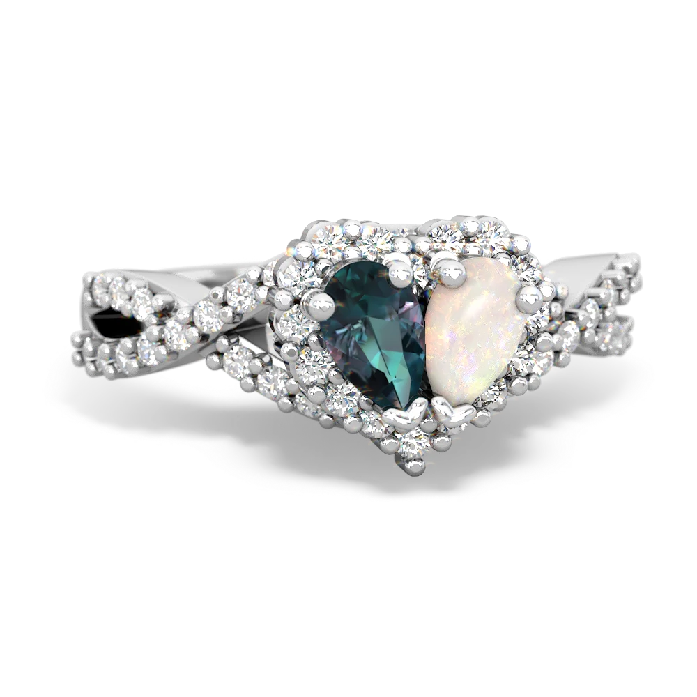 Alexandrite Diamond Twist 'One Heart' 14K White Gold ring R2640HRT