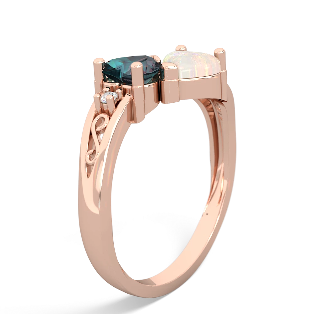 Alexandrite Snuggling Hearts 14K Rose Gold ring R2178