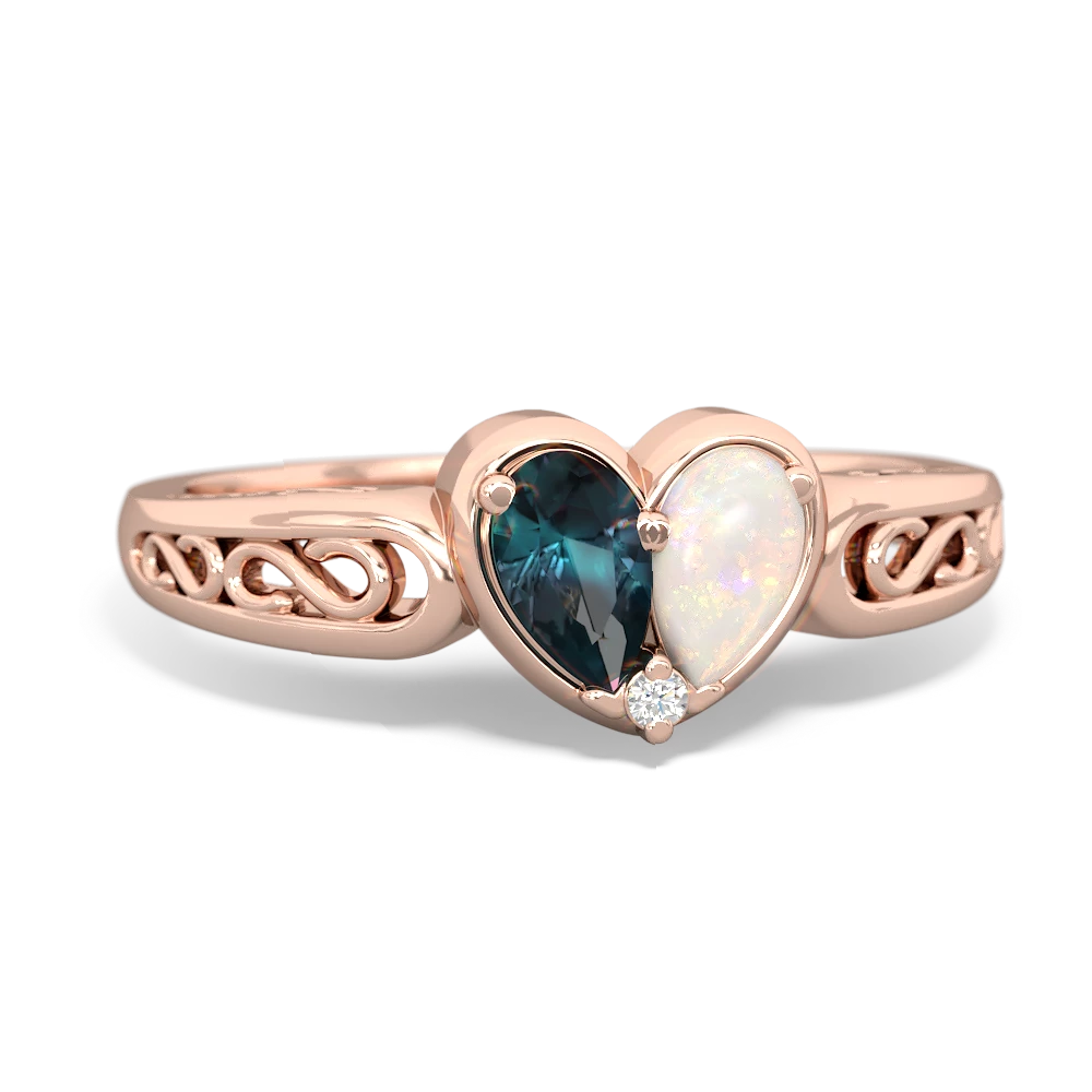 Alexandrite Filligree 'One Heart' 14K Rose Gold ring R5070