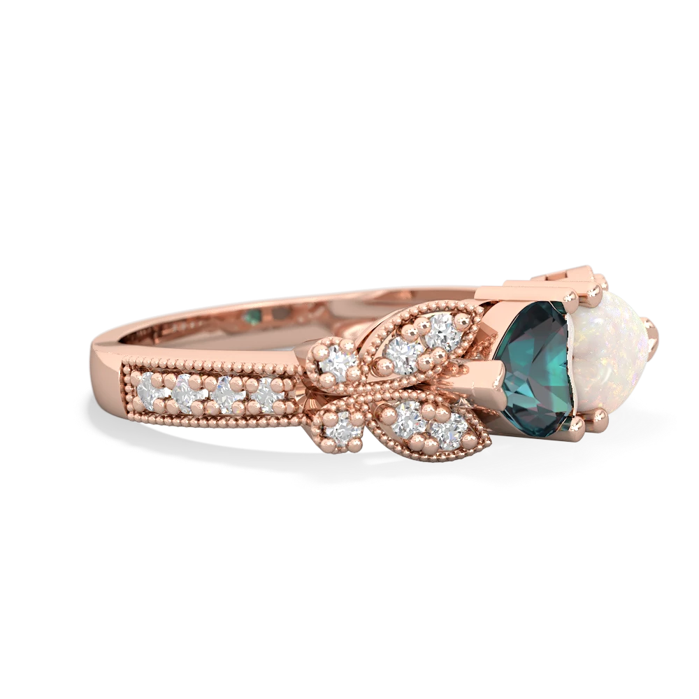 Alexandrite Diamond Butterflies 14K Rose Gold ring R5601