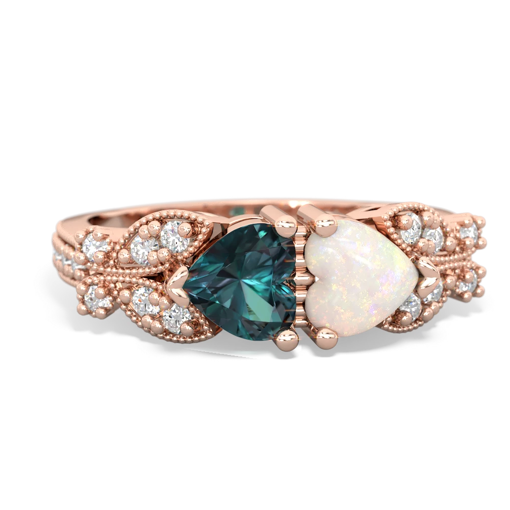 Alexandrite Diamond Butterflies 14K Rose Gold ring R5601