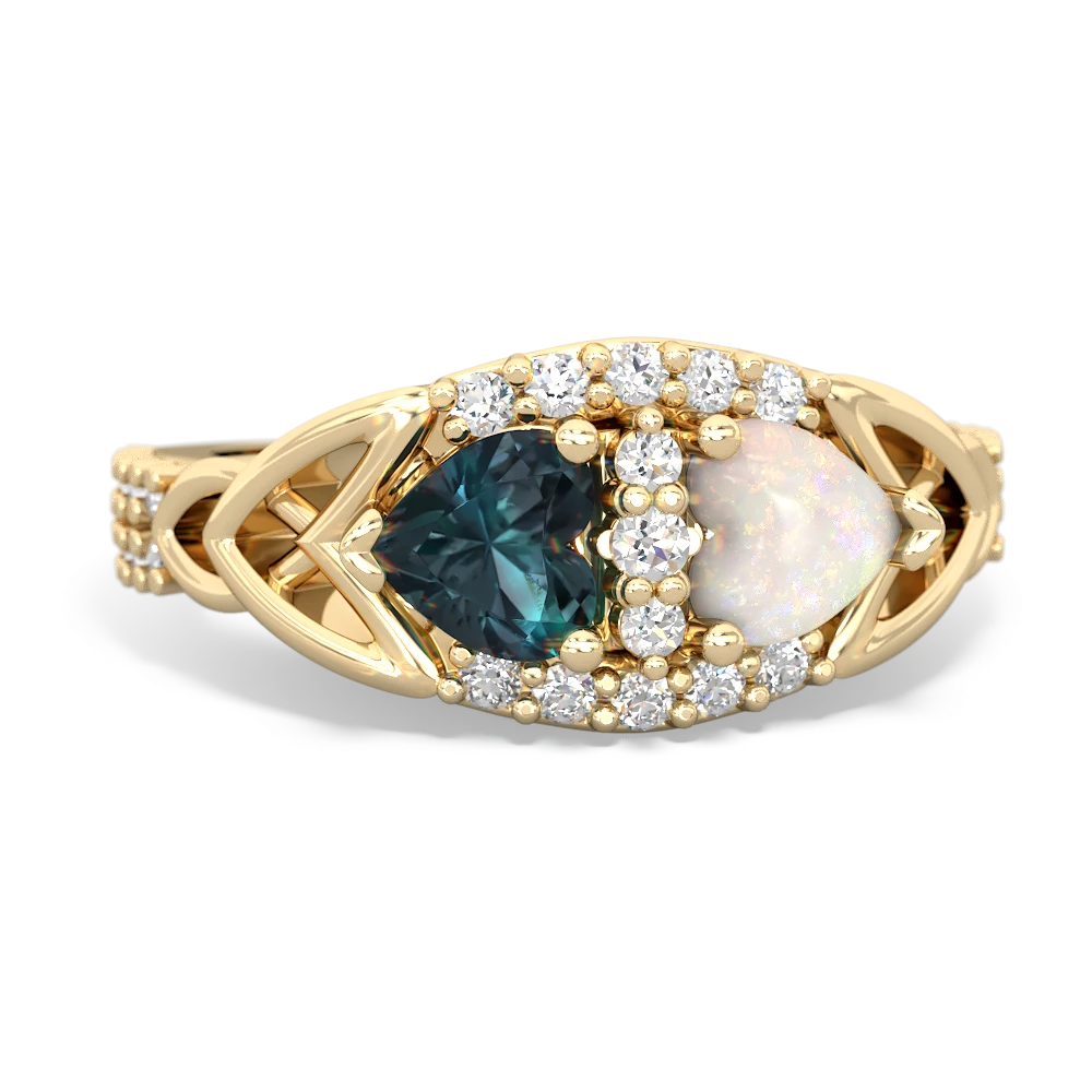 Alexandrite Sparkling Celtic Knot 14K Yellow Gold ring R2645