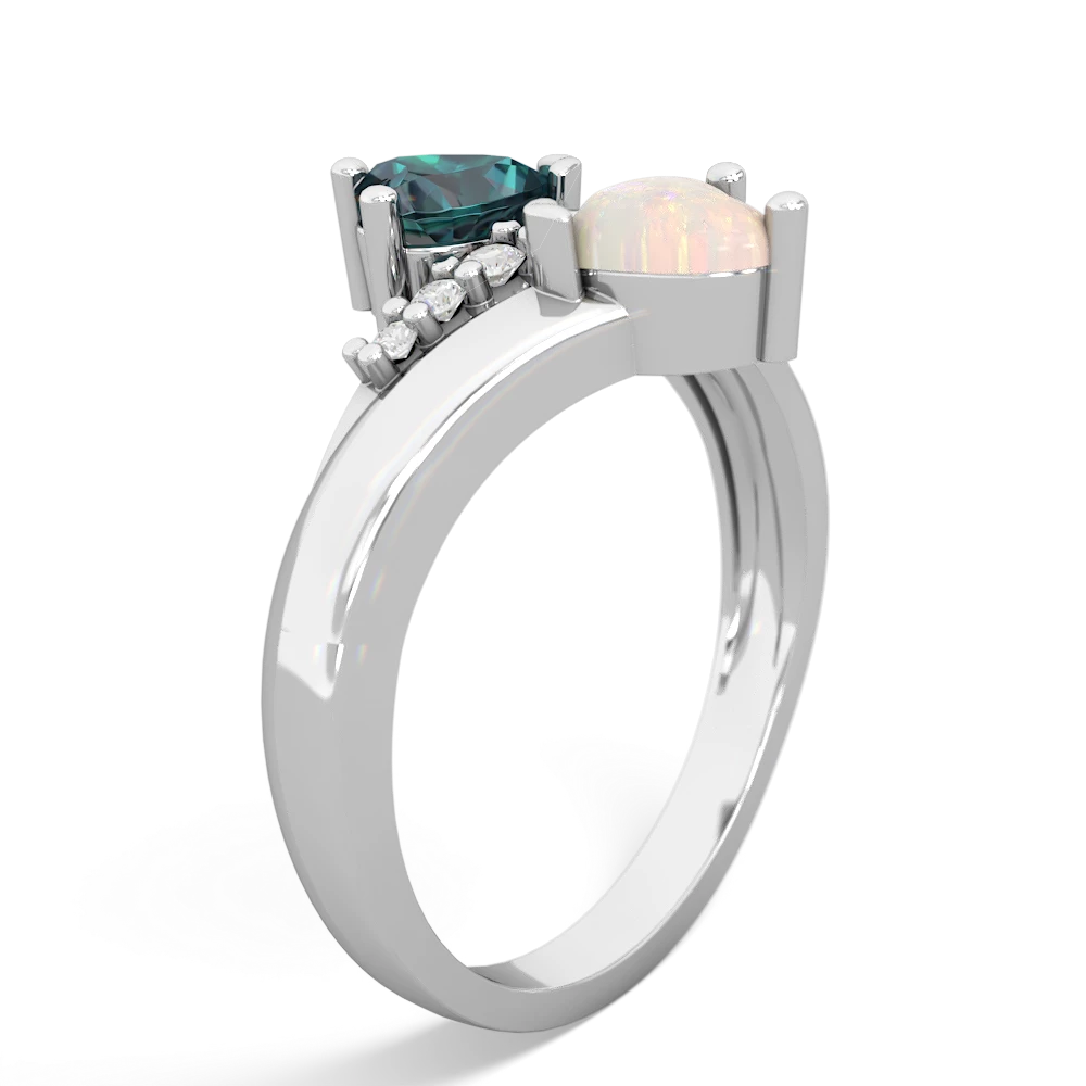 Alexandrite Heart To Heart 14K White Gold ring R2064