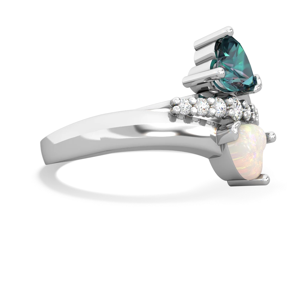 Alexandrite Heart To Heart 14K White Gold ring R2064