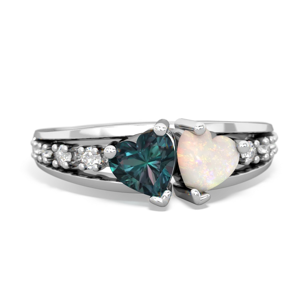 Alexandrite Heart To Heart 14K White Gold ring R3342