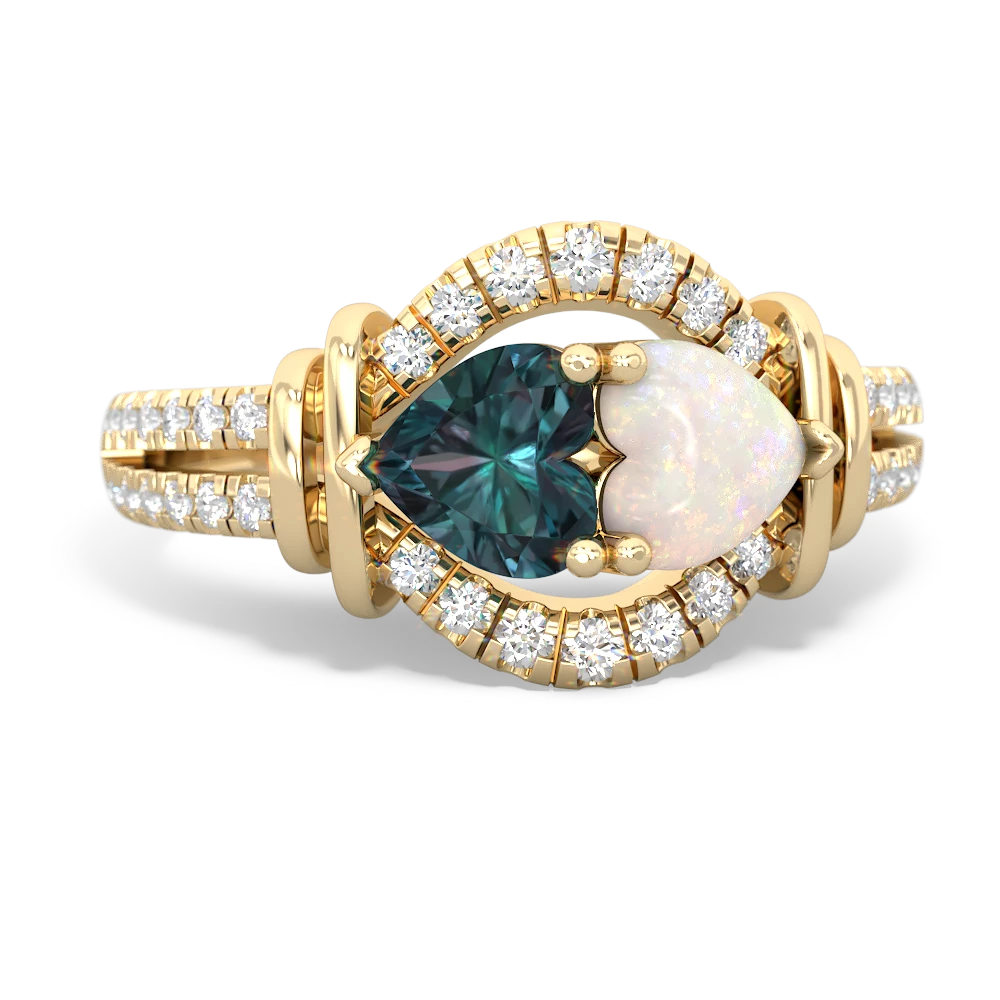 Alexandrite Art-Deco Keepsake 14K Yellow Gold ring R5630