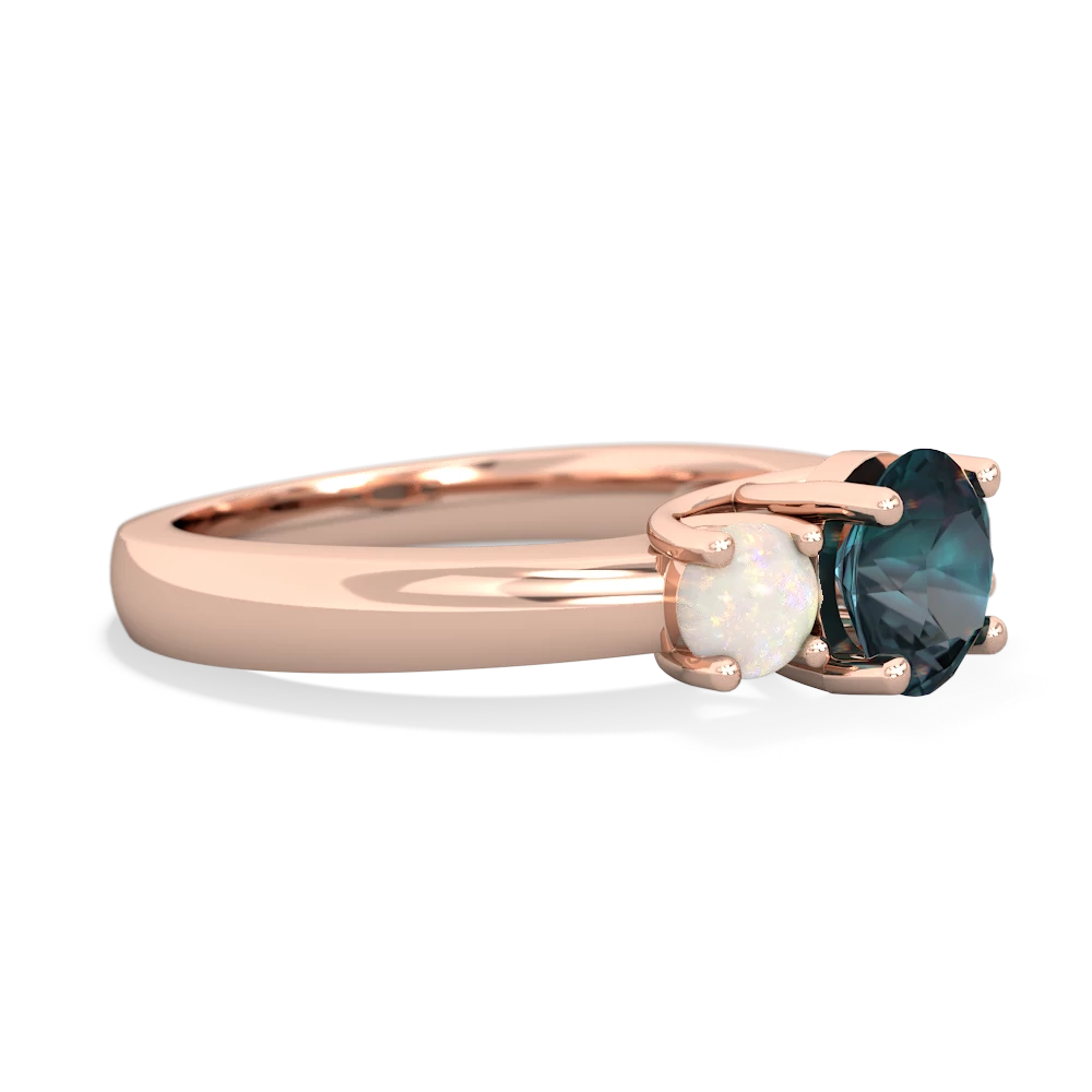 Alexandrite Three Stone Round Trellis 14K Rose Gold ring R4018