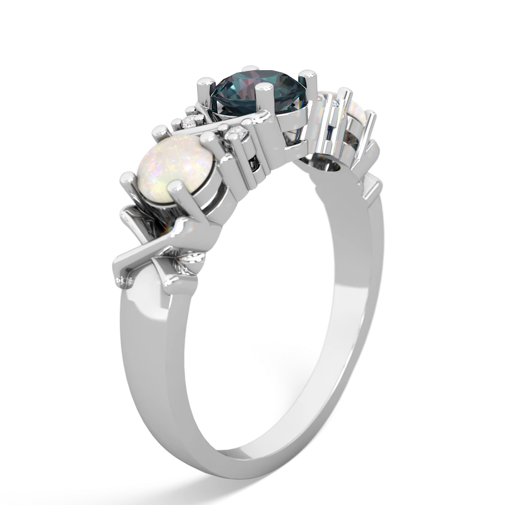 Alexandrite Hugs And Kisses 14K White Gold ring R5016