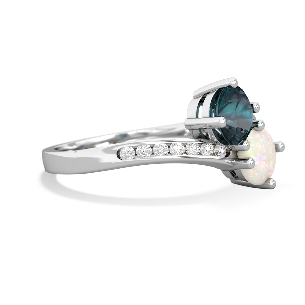 Alexandrite Channel Set Two Stone 14K White Gold ring R5303