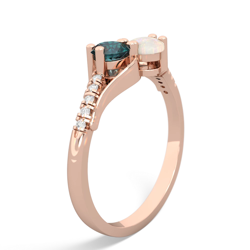 Alexandrite Infinity Pave Two Stone 14K Rose Gold ring R5285