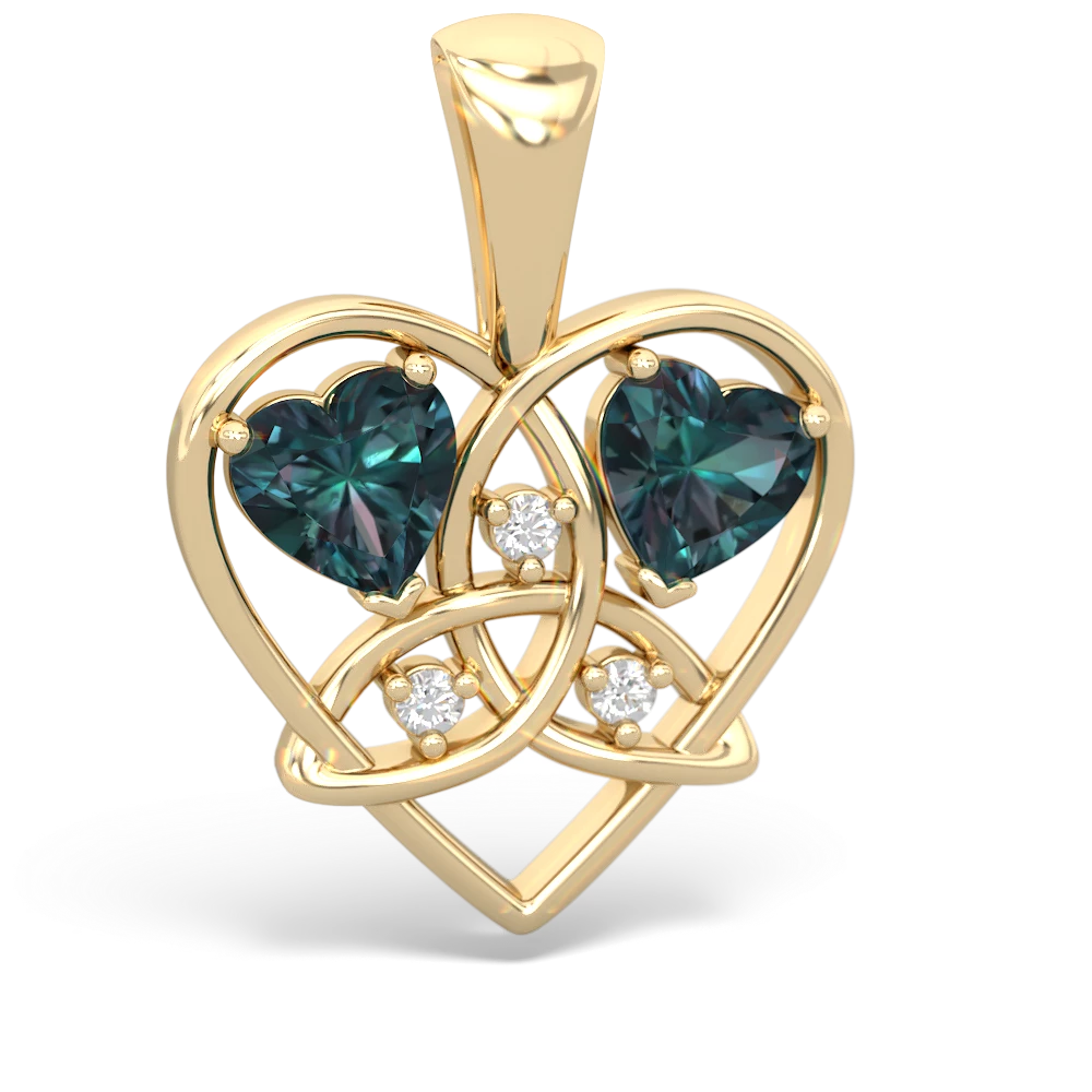 Alexandrite Celtic Trinity Heart 14K Yellow Gold pendant P5331