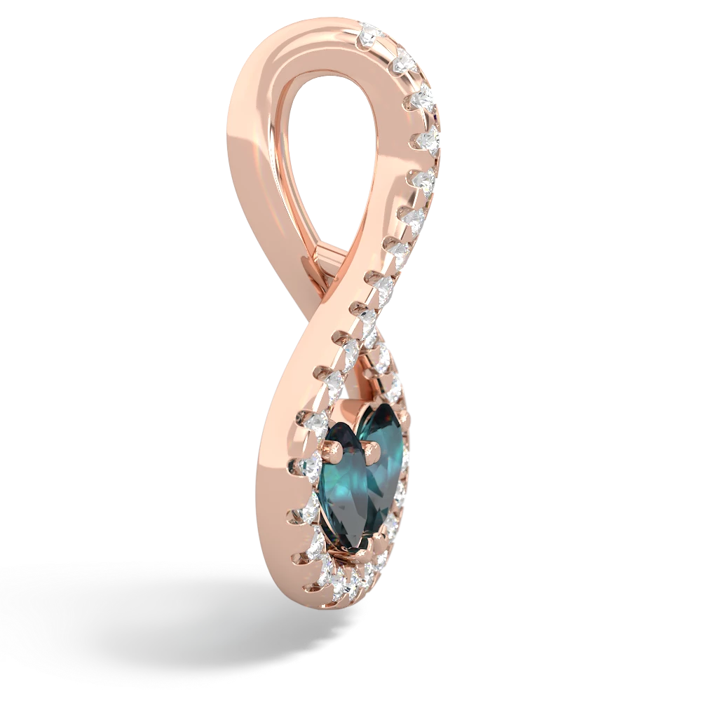 Alexandrite Pave Twist 'One Heart' 14K Rose Gold pendant P5360