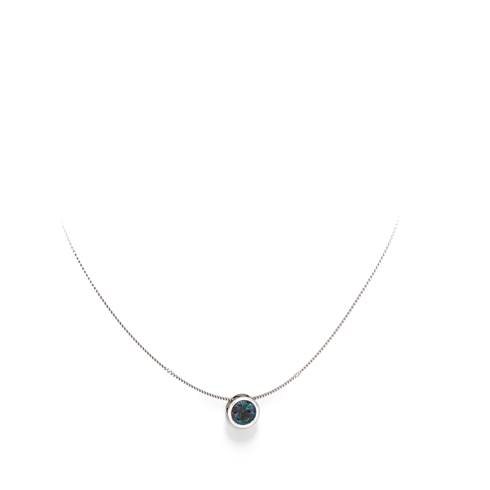 Alexandrite 8Mm Slide 14K White Gold pendant P3788