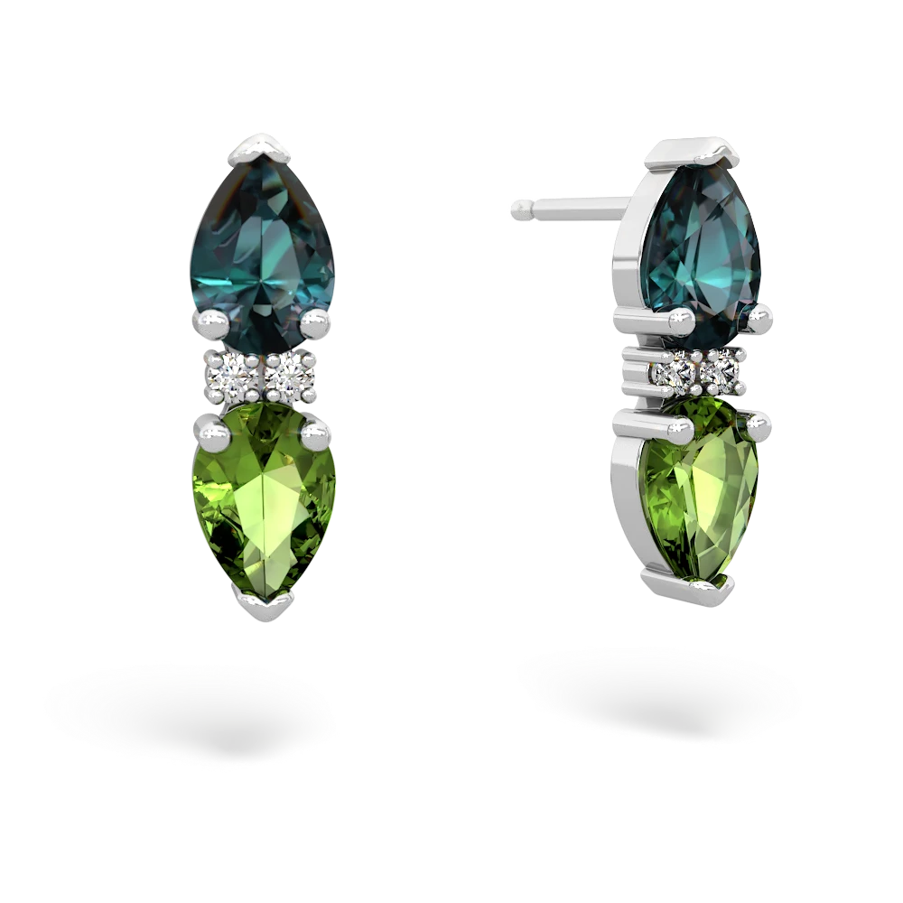 Alexandrite Bowtie Drop 14K White Gold earrings E0865