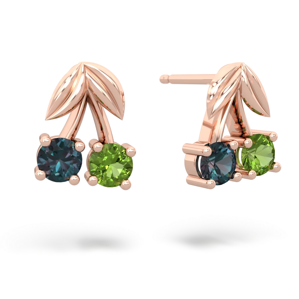 Alexandrite Sweet Cherries 14K Rose Gold earrings E7001