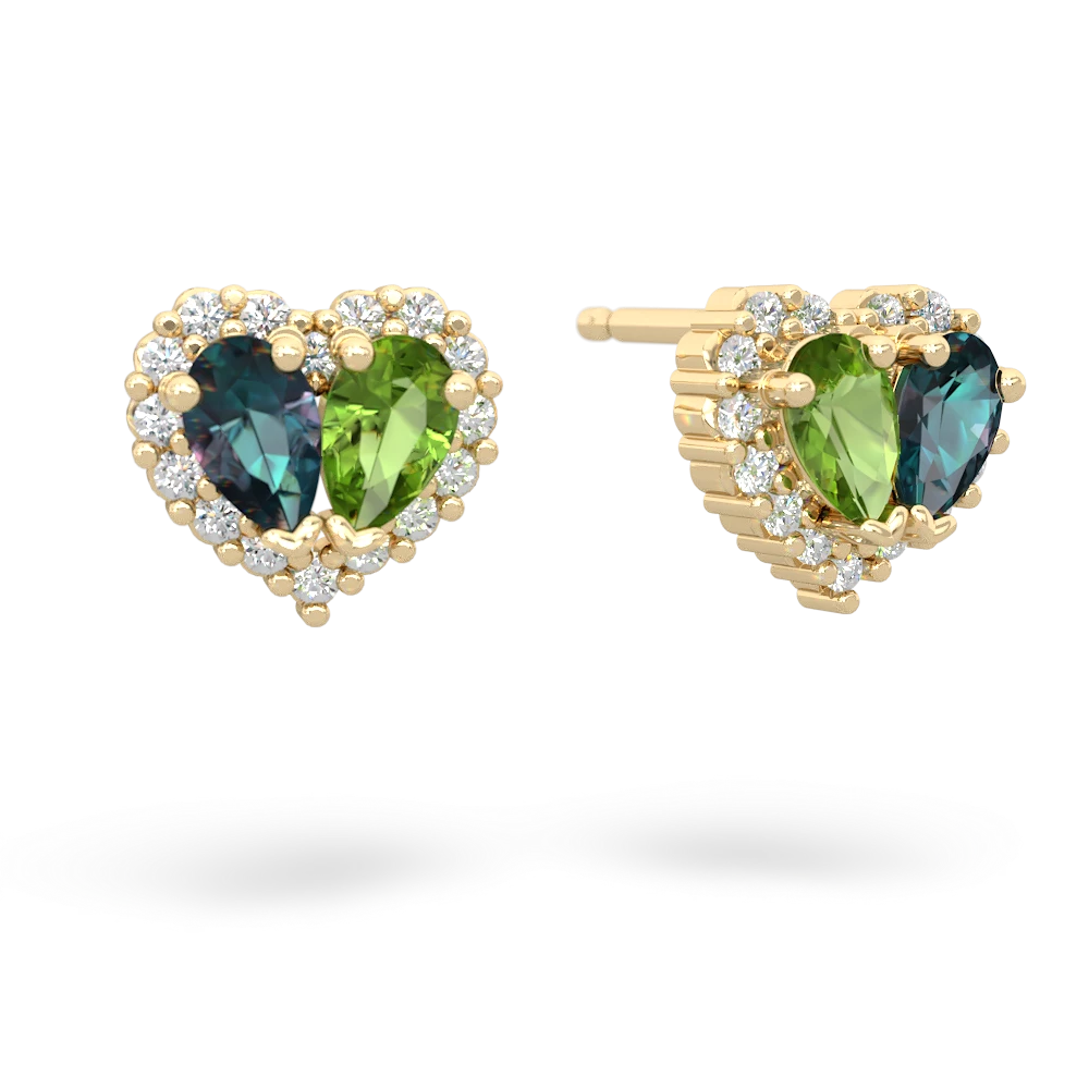 Alexandrite Halo 14K Yellow Gold earrings E7008