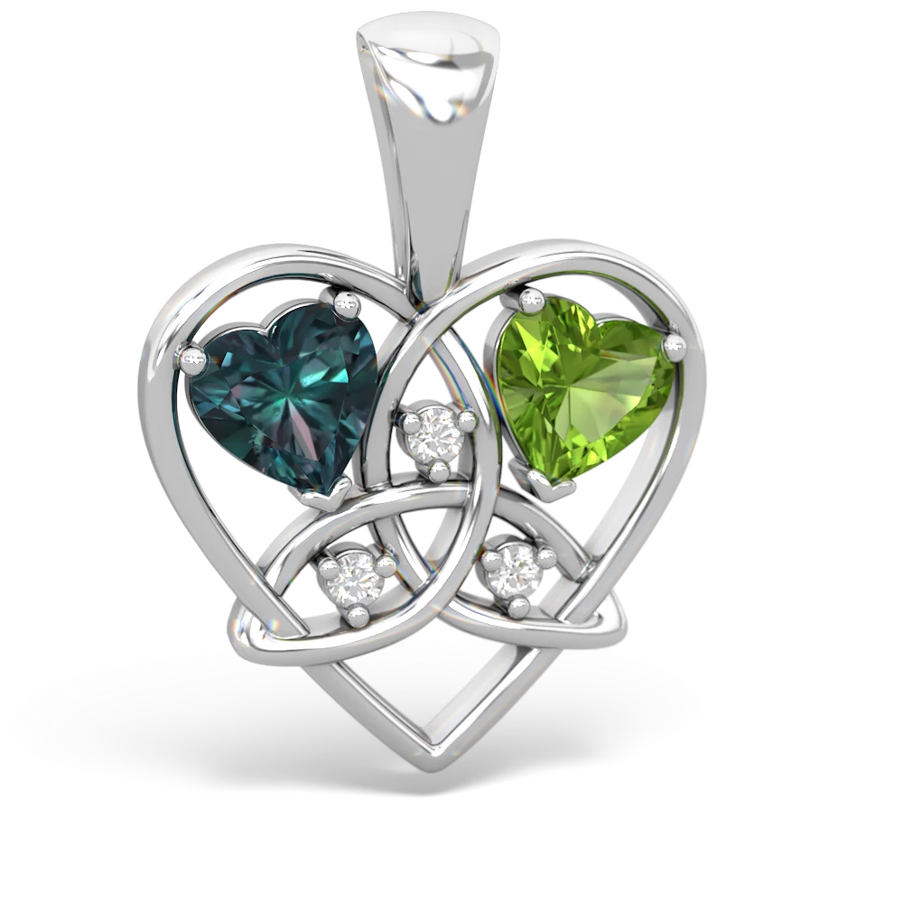 Alexandrite Celtic Trinity Heart 14K White Gold pendant P5331