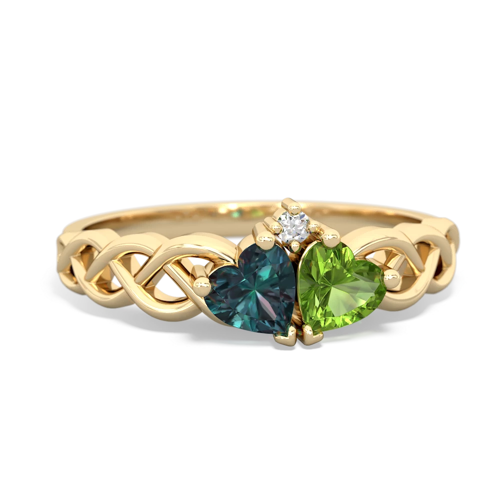 Alexandrite Heart To Heart Braid 14K Yellow Gold ring R5870