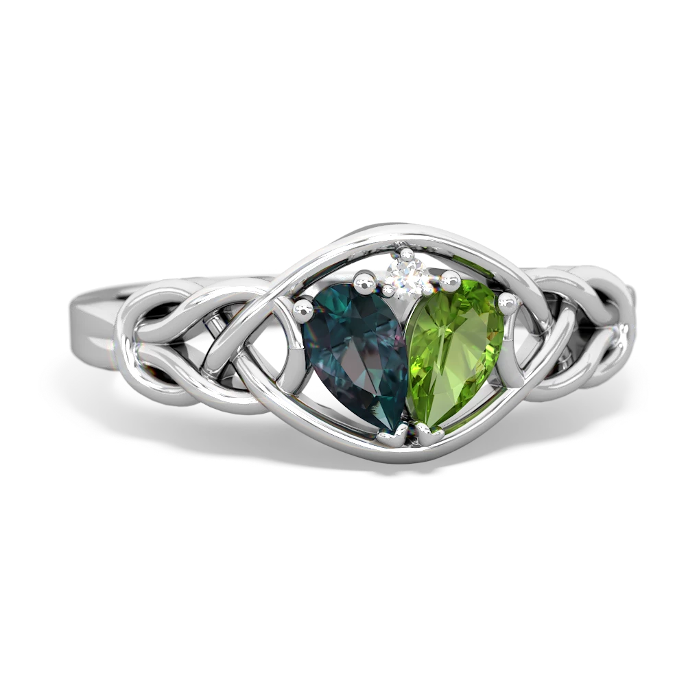 Alexandrite Celtic Love Knot 14K White Gold ring R5420