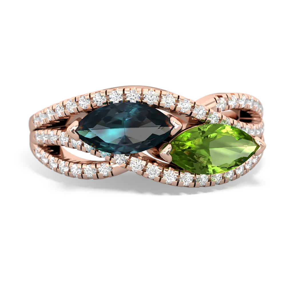 Alexandrite Diamond Rivers 14K Rose Gold ring R3070