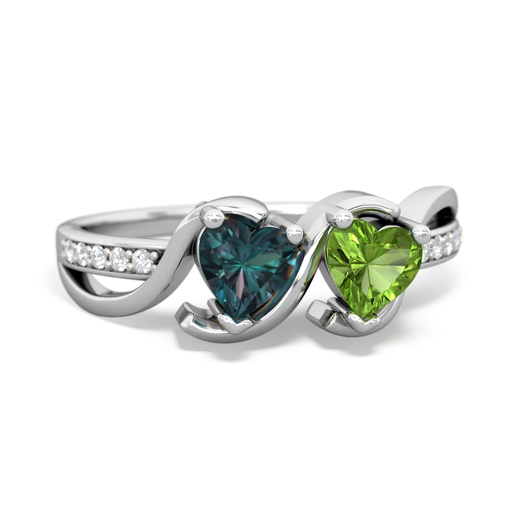 Alexandrite Side By Side 14K White Gold ring R3090